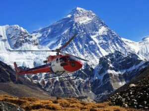 Helicopter on the Everest Base Camp