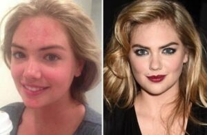 Kate Upton before and after makeup