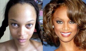Tyra Banks before and after makeup