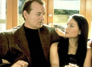 Bill Murray and Lucy Liu while on the set of Charlie's Angels