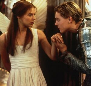 Leonardo DiCaprio and Claire Danes on the set of Romeo + Juliet