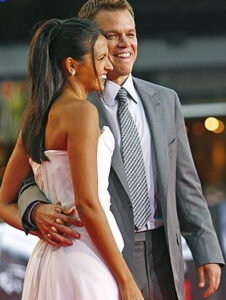 Matt Damon and Luciana Barroso attending a wedding