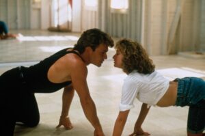 Patrick Swayze and Jennifer Grey as co-stars on the movie, Dirty Dancing