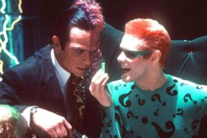 Tommy Lee Jones and Jim Carrey on the movie, Batman Forever