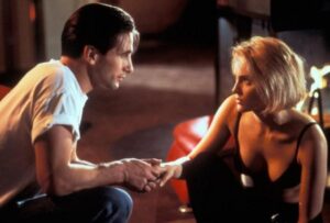 William Baldwin and Sharon Stone while filming the movie, Sliver