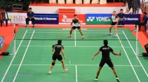 Group of people playing Badminton
